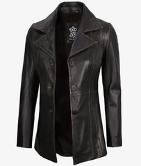 Women's Three Button Leather Blazer JNW-0093
