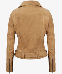 Women's Premium Brown Suede Moto Jacket JNW-0108