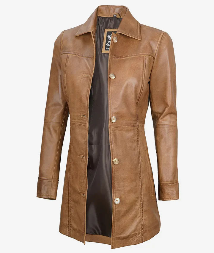Women's Real Leather Coat JNW-0097